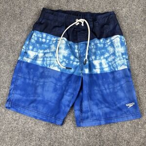 Speedo Swim Trunks Men Small Blue Ombre Tie Dye Board Shorts Coastal Gorpcore